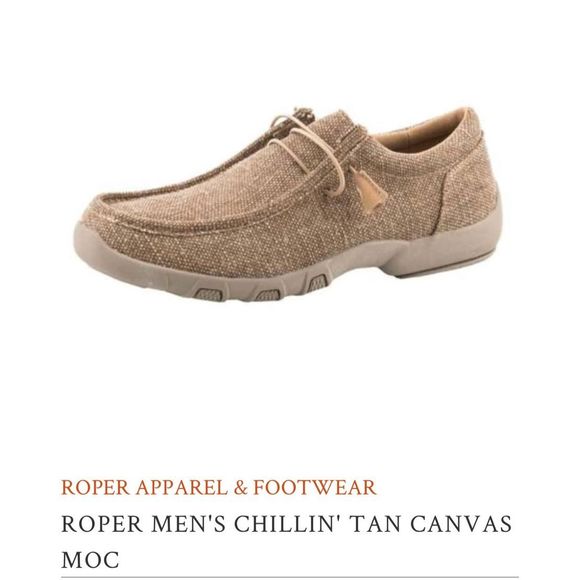 Roper Chillin’ Mens Tan Canvas Slip on Loafer Comfort Shoes 14 - Picture 2 of 16